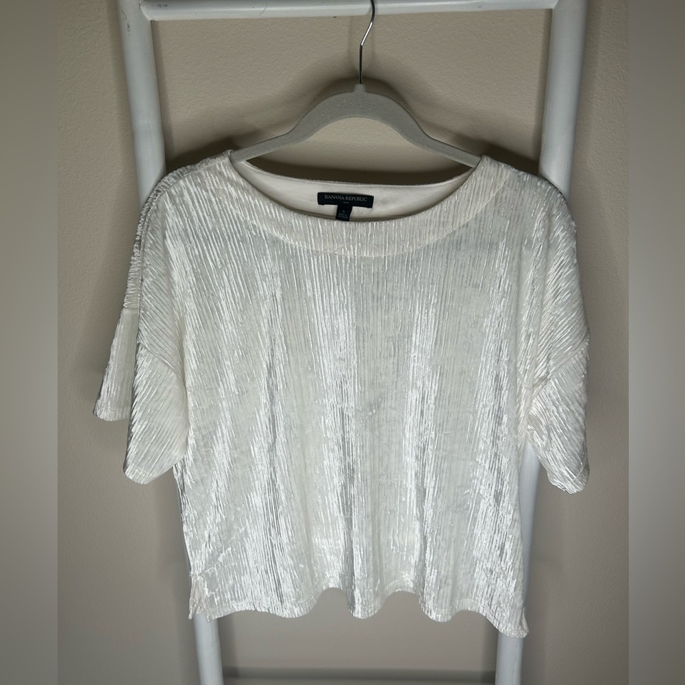 Banana Republic Ivory Crinkle Velvet Top NWT
